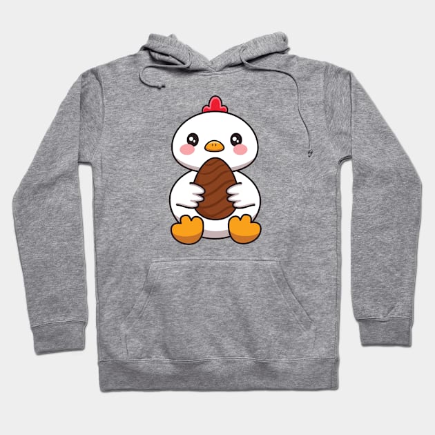 Cute Chicken With Chocolate Easter Egg Hoodie by Spicy Memes